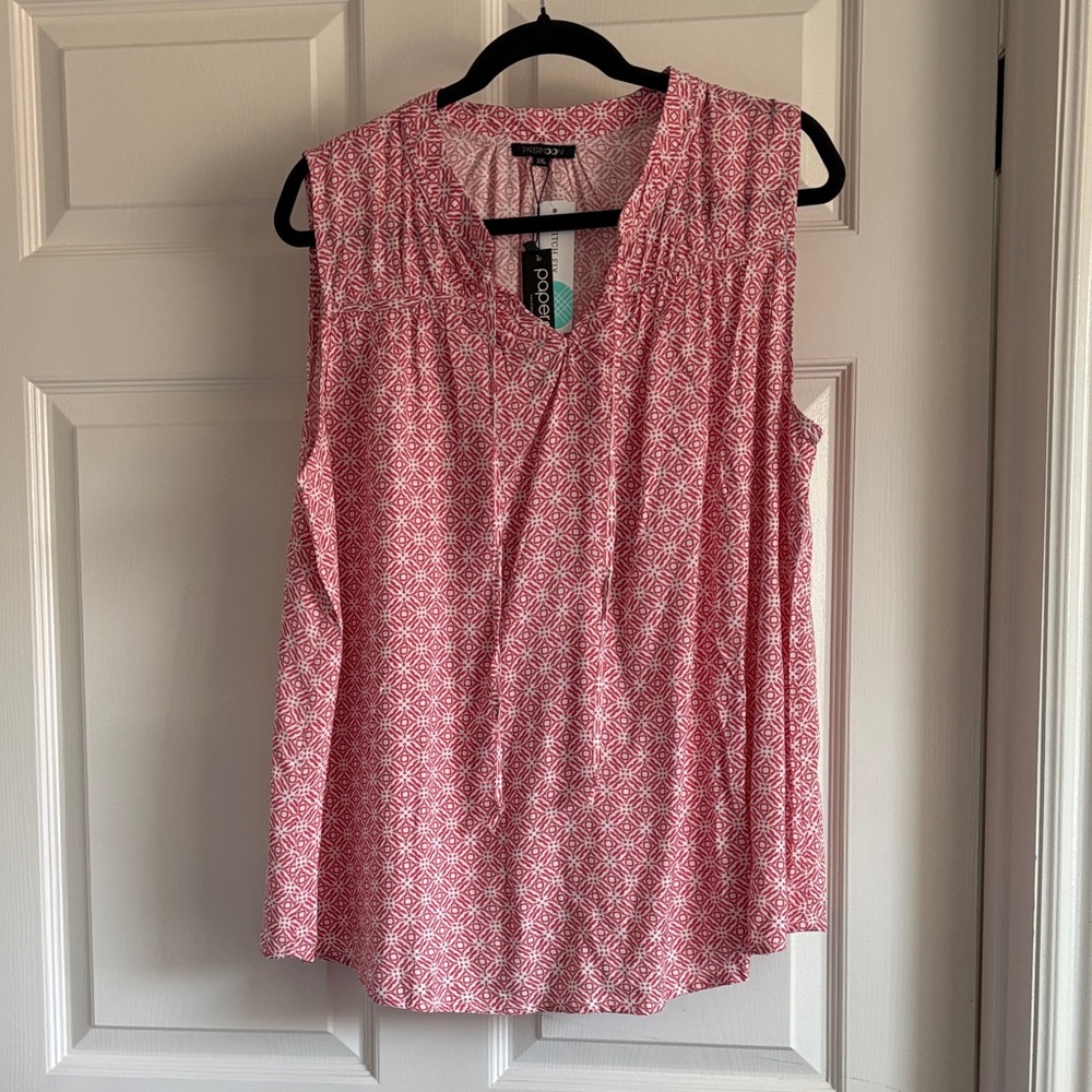 Paper Moon Coral and White Sleeveless Blouse